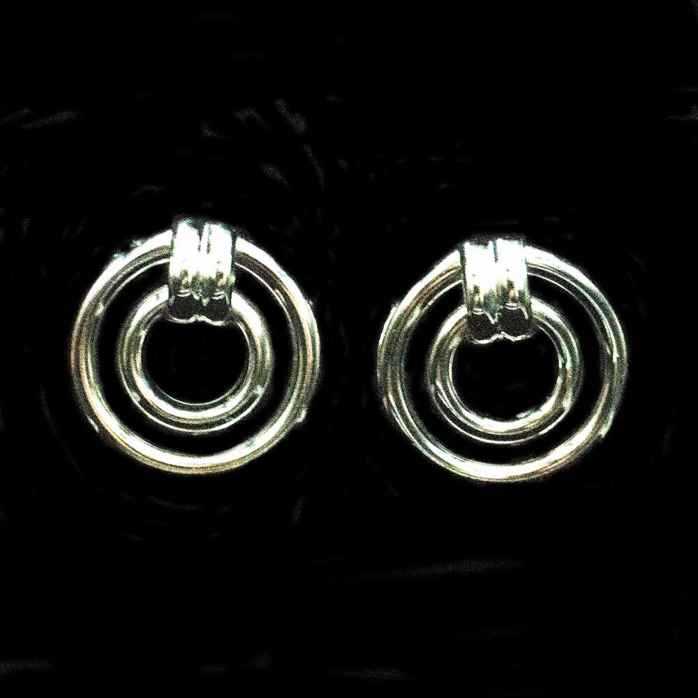 Silver Tone Concentric Circles Earrings - Jeptsg1